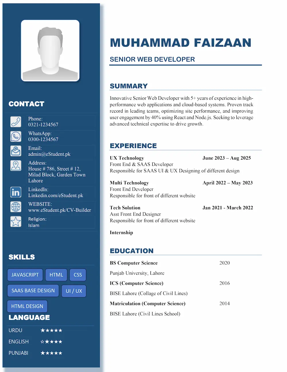 Modern Minimalist CV Design Modern T01