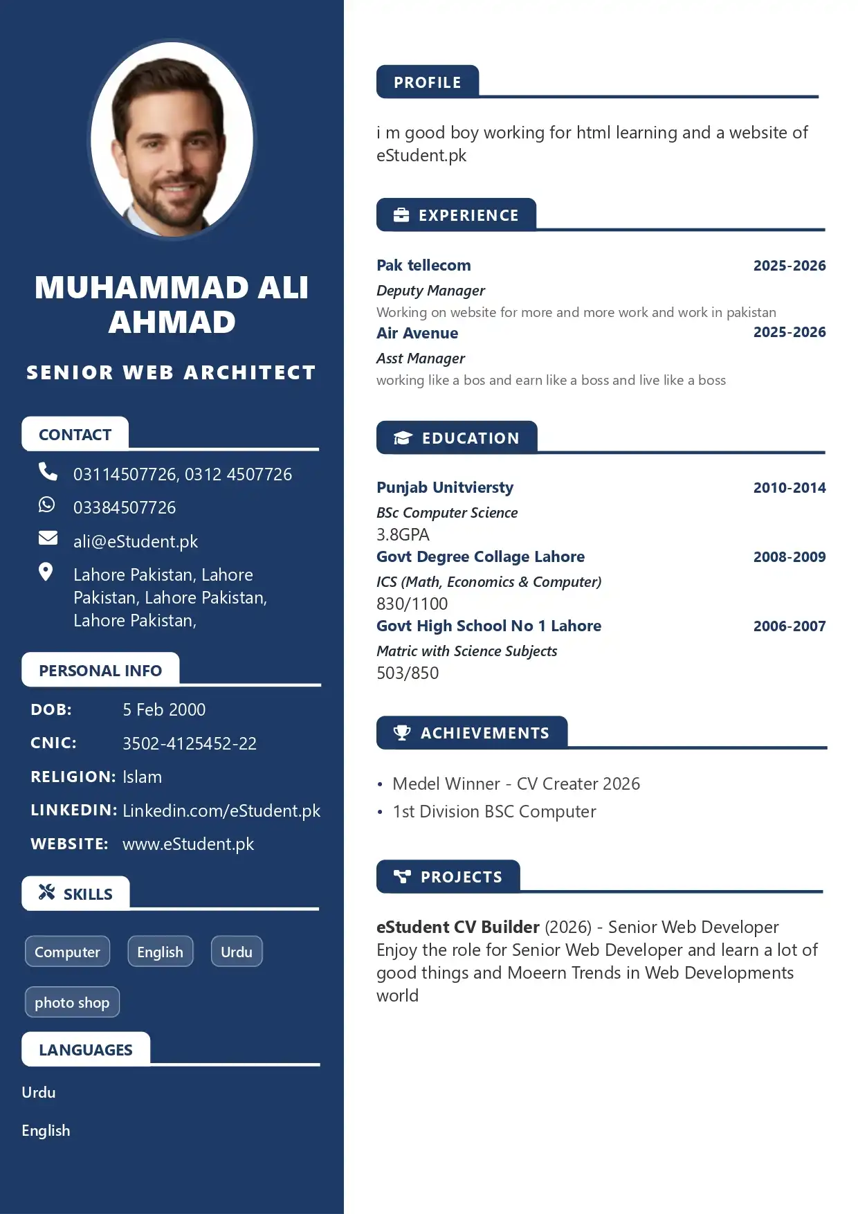 Professional CV Design Modern T2